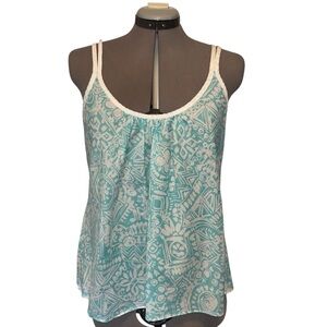 Oscar de la Renta Pink Label | Vintage Y2K Aqua White Cami | XL